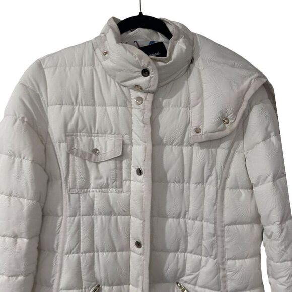 Desigual Embossed Floral Slim Padded Inga Puffer Jacket Size EU 44 US 10 Winter - Picture 6 of 13